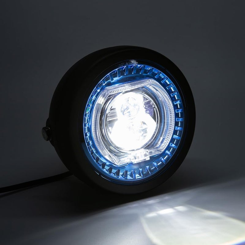 BENEALL Motorcycle Headlight 5.75 inch Round LED with Mounting Brackets Assembly, Front Headlamp with DRL High/Low Beam for Cafe Racer E-bike Bobber Chopper (style C) - Image 2